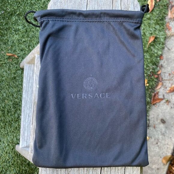 Versace Logo Black Satiny Dust/Storage Bag Pull Closure 8" X 6” EUC! Designer - Picture 1 of 2